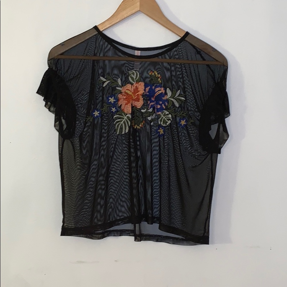 Black mesh top